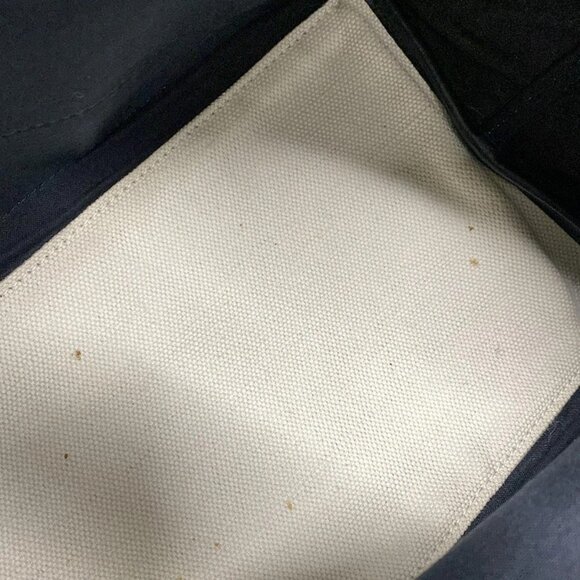 Auth BALENCIAGA Navy Cabas S 339933 Cream Black Canvas Leather Tote Bag - Picture 14 of 16